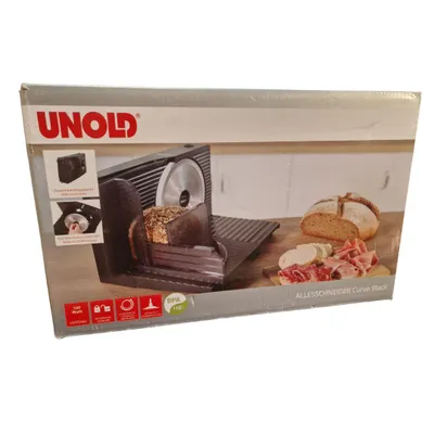 Produktbild von Unold 78860 ALLESSCHNEIDER Curve White, 100 W, zusammenklappbar, Edelstahlmesser, Edelstahl, Weiß/Schwarz