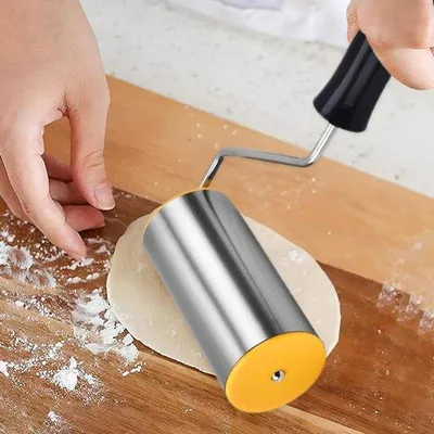 Produktbild von Kleine handgemaakte deegroller aus Edelstahl für das Bäckereibedarf
