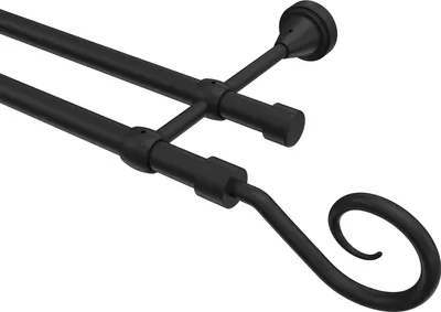 Produktbild von Interdeco Gardinenstange / Vorhangstange Schwarz, Typ Primus Allegra (Spirale), 16 mm Ø 2-läufig, 260 cm