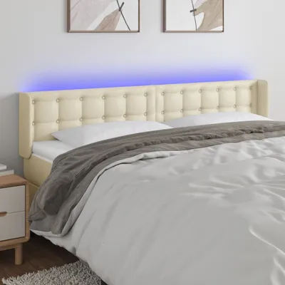 Produktbild von The Living Store LED Kopfteil Creme 203x16x78/88 cm Kunstleder