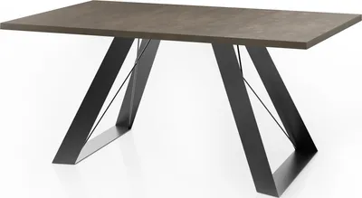 Produktbild von Esstisch Colter Schwarz im Modern Still, Rechteckig Tisch - Ausziehbar von 140 cm bis 240 cm, Pulverbeschichtete Weiße Metallbeine - 140 x 80 cm - Dunkel Beton