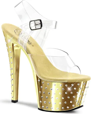 Produktbild von STARDUST-708 Damen Sandale von Pleaser, Transparent Gold , EU 40, US 10