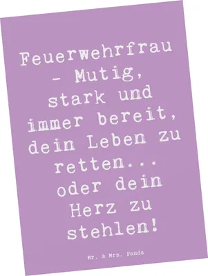 Produktbild von Mr. & Mrs. Panda Postkarte Spruch Feuerwehrfrau Heldin - Lavendeltraum - Geschenk, Beruf, Tapferkeit, Geschenke für Berufstätige, Feier der Berufe, kreative, Bewunderung