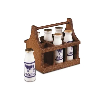 Produktbild von Milchflaschenträger aus Holz Miniatur für Puppenhaus Deko