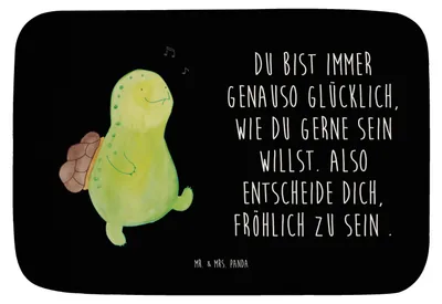Produktbild von Mr. & Mrs. Panda Badezimmerteppich Schildkröte Pfeifen - Schwarz - Geschenk, Trennung, Schildkröten, Duschvorleger, Badematte, Motivation, duschmatte, Badvorleger, Glück