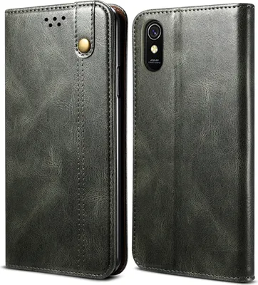 Produktbild von Redmi 9A Hülle, LaimTop Leder Flip Brieftasche Schutzhülle für Xiaomi Redmi 9A Grün