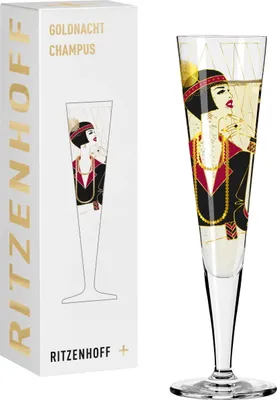 Produktbild von Ritzenhoff Champagnerglas Goldnacht 027, Samy Halim, Kristallglas, 205 ml, 1071027