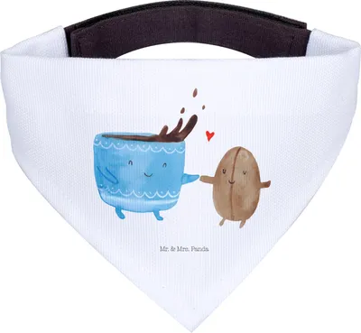 Produktbild von Mr. & Mrs. Panda Dreieckstuch Kaffee Bohne - Weiß - Geschenk, Lustige Sprüche, Kaffeebohne, Halstuch Hund, Hunde, Hals Tuch, Genuss, Bandana, für, Zufriedenheit, Glück