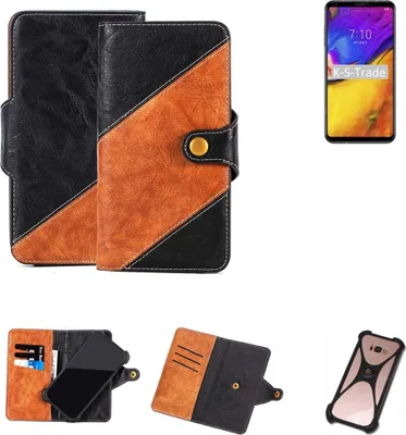 Produktbild von K-S-Trade Handyhülle Schutzhülle Bookstyle Case Wallet-Case kompatibel mit LG Electronics V35 ThinQ Handy Cover Bumper Klapphülle schwarz hellbraun