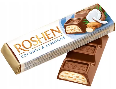 Produktbild von Roshen Kokos-Mandel-Riegel mit Milchschokolade und Kokosfüllung 38 g