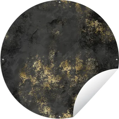 Produktbild von MuchoWow® Gartenposter Outdoor-Poster Rund Textur - Gold - Schwarz Ø 60 cm Gartendeko Rundes Poster draußen
