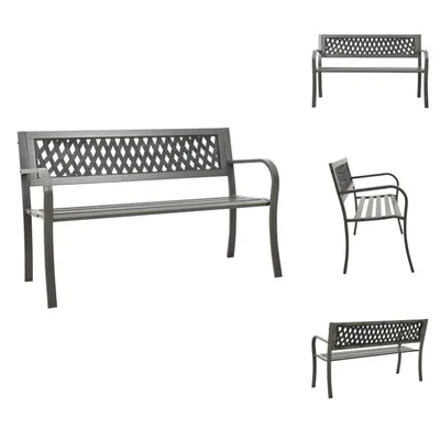Image de vidaXL Banc de jardin 125 cm en acier gris -  Bancs de jardin