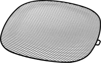 A black metal mesh grid, likely an accessory for an air fryer or oven, is shown from a slightly elevated diagonal angle against a plain white background.