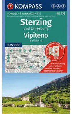 Immagine prodotto di Mappa escursionistica KOMPASS 058, Sterzing e dintorni / Vipiteno e dintorni, scala 1:25.000