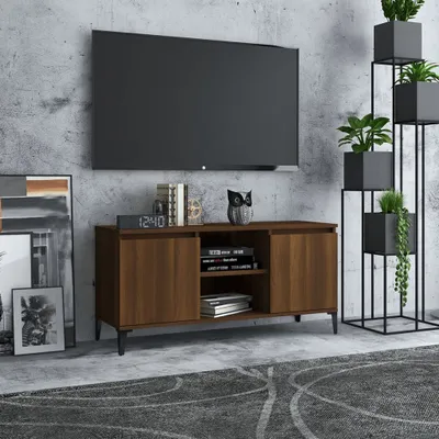 Produktbild von Prolenta Premium - TV-Schrank mit Metallbeinen Braun Eichen-Optik 103,5x35x50 cm