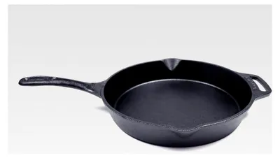 Produktbild von Gusseisenpfanne - Durchmesser 25 cm - Grill- und Bratpfanne - mit langem Griff