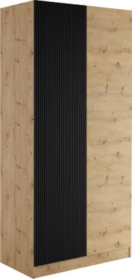 Produktbild von MIRJAN24 Kleiderschrank Como 2D, Stilvoll Schlafzimmer Kleiderschrank mit 2 Türen, Schlafzimmer, Kollektion (Farbe: Artisan Eiche / Artisan Eiche + Schwarz)