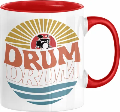 Produktbild von Drummer Schlagzeug-Spieler Geschenk Tasse Geschenkidee Kaffee-Becher Schlagzeuger Drum Bunte Grafik (Rot)
