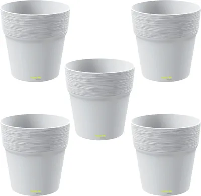 Produktbild von 5er-Set Kunststoff Blumentopf Fogo weiß Ø 18,0 cm H 18,0 cm