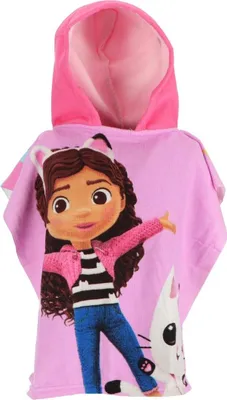Produktbild von Gabby's Dollhouse Kinder-Poncho 100 x 50 cm – Mikrofaser Handtuchponcho für Mädchen