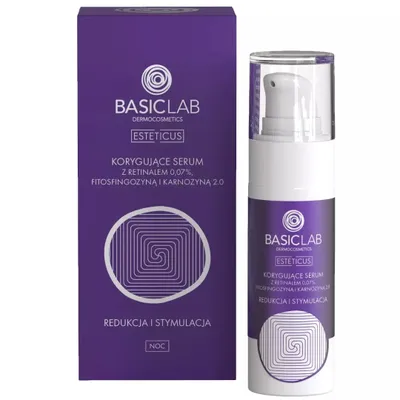 Produktbild von BasicLab Dermocosmetics Corrective Face Serum with Retinol 15ml Anti-Wrinkle Anti-Acne Overnight Rejuvenation