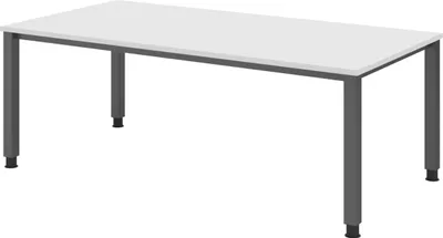 Produktbild von bümö Schreibtisch Serie-Q - Nachbildung: Weiß, Gestell: Graphit, Größe:  200 x 100 cm