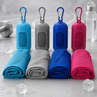 Produktbild von 4 Stück Sporthandtuch Cooling Towel, 100 × 30 cm, sofort kühlend & schnelltrocknend, Kühlhandtuch Mikrofaser für Fitness, Laufen, Camping, Outdoor