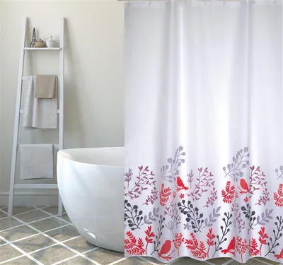 Produktbild von MSV Premium Anti-Schimmel Textil Duschvorhang - Anti-Bakteriell, waschbar, 100% wasserdicht - Polyester, „Vögel“ 180x200cm – Spain