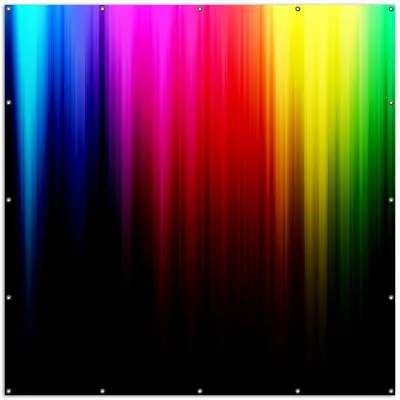 Produktbild von Wallario XXL Outdoor-Poster für Garten oder Balkon, Motiv Bunte Regenbogenstreifen auf Schwarz, in ca. 200 x 200 cm