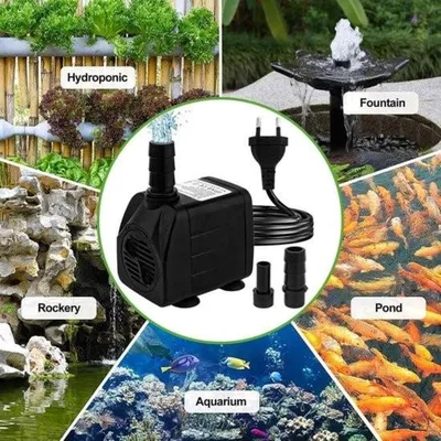 Immagine prodotto di Mini pompa d'acqua ultra-silenziosa (600 l/h 10 W) pompa per acquari a corsa elevata, pompa per fontane - cavo di alimentazione 15 m - 2 ugelli - pompa per acquari laghetti fontane idroponiche