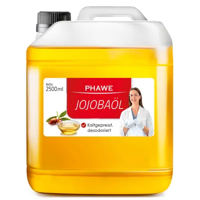 Produktbild von PHAWE Jojobaöl - 2500ml / 2.5 l, Kaltgepresstes Jojoba-Öl, vegan, desodoriert