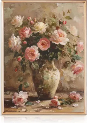 Image de Fleurs vintage toile tableau salle de bain chambre salonReproduction 30x40 cm