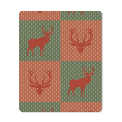 Produktbild von MuchoWow® Mauspad Mousepad Muster - Hirsche - Grün - Rot 30x40 cm - Mousepads - Maus Mat - Pad - Mausunterlage - Mausmatten