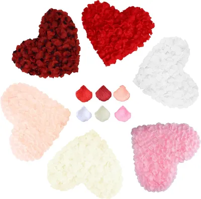 Immagine prodotto di Petali di rosa artificiali, 3000 pezzi, 6 colori, 4,5x4,5 cm, decorazioni per matrimonio