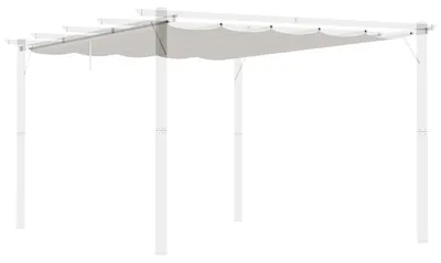 Image de Toile de pergola, ombrage réglable, polyester résistant, couleur crème