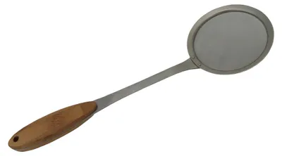 Produktbild von Schaumlöffel mit Bambus Ø37 cm EUROHOME® – aus Edelstahl und Bambus, 9x3x39cm – für klare Brühen
