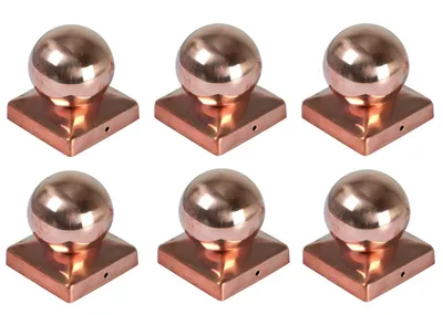 Produktbild von BURI 6x Kupfer Pfostenkappe Kugel 90x90 mm Zaunkappe Zierkappe Pfahl Kappe Abdeckung