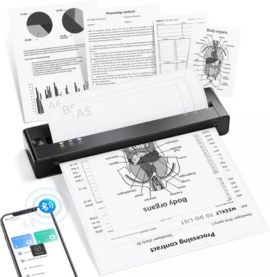 Produktbild von Thermodrucker A4 Unterstützt das Format A4/A5/B5, Bluetooth Mobiler Drucker, Lernen, Drucker Kompatibel Phone,Monochromer Reisedrucker Nur Thermopapie