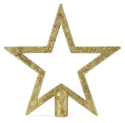 Imagen del producto de Adorno para la punta del árbol de Navidad, forma de estrella, 18 cm, color dorado, abierto, con efecto brillante