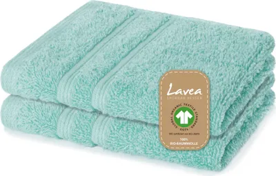 Produktbild von Lavea® 2er Set Seiftuch 30x30 cm, Seiftücher & Waschlappen Bali aus Baumwolle Frottee, pflegeleicht, 100% GOTS Baumwolle, Eisgrün