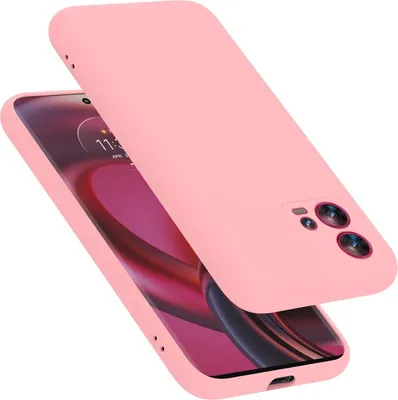 A pink phone case is shown diagonally on a white background, with a phone partially visible underneath.