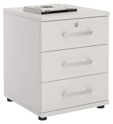 Produktbild von Bürocontainer Schreibtischcontainer Büroschrank TORONTO, weiß, abschließbar mit 3 Schubladen, 44 x 58 x 45 cm