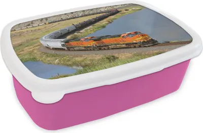 Produktbild von KitchenYeah® Lunchbox Brotzeit Brotdose 17x11 cm Ein orangefarbener Zug Kinder Brotzeitdose - Lunchpaket - Brotkasten  - Sandwich Box