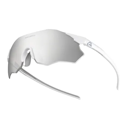Produktbild von ROCKBROS Sportsonnenbrille Fahrradbrille Rahmenlose Fahrrad und Laufbrille für Outdoor Damen Herren UV400 Weiß Silberner Photochrom