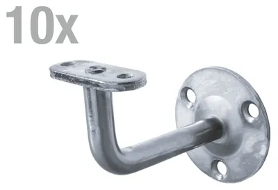 Immagine prodotto di Alberts 865078 Supporto per corrimano, da fissare alla parete, supporto non regolabile, da avvitare, supporto diritto, zincato, set da 10