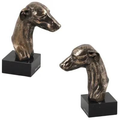 Imagen del producto de Art-Dog Busto – Whippet – moldeado en polvo de bronce y resina