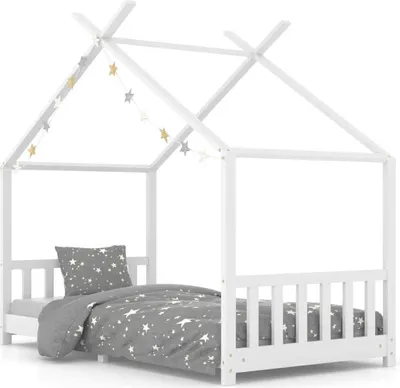 Produktbild von vidaXL Kinder-Bettgestell Weiß Massivholz Kiefer 90 x 200 cm