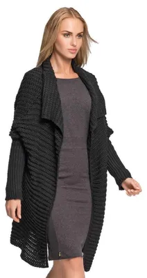 Produktbild von Strickjacke Sweats Poncho Umhang Cardigan; Schwarz S/M/L