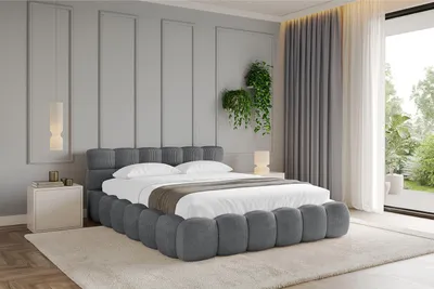 Produktbild von ALTDECOR Polsterbett mit Bettkasten LEYA v1 - 140x200 Dunkelgrau - Bett ohne Matratze, Doppelbett mit Stauraum und Latternrost, Boxbett mit Kopfteil