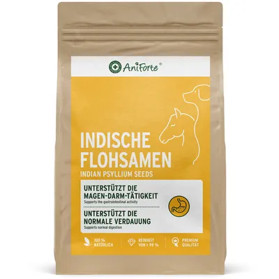 Produktbild von AniForte Flohsamen für Hunde & Pferde 1kg - Reich an Ballaststoffen & Schleimstoffen, Indische Rohkostqualität, für Magen-Darm-Trakt, bei Übergewicht